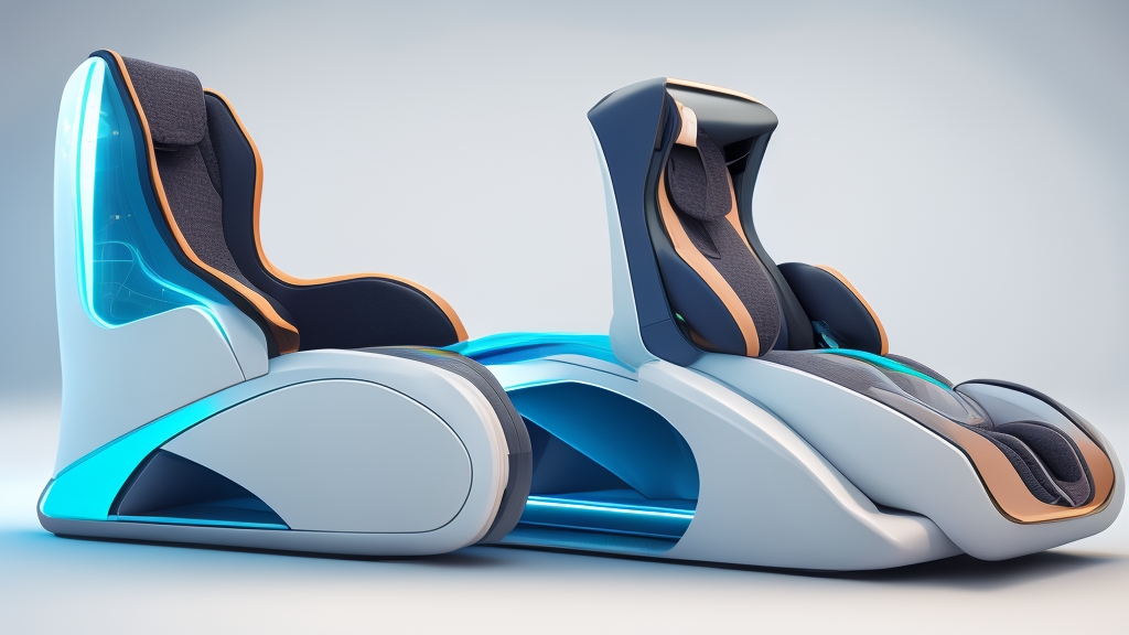 Futurisztikus masszázsfotel koncepció fejlett technológiai funkciókkal és AI interfésszel