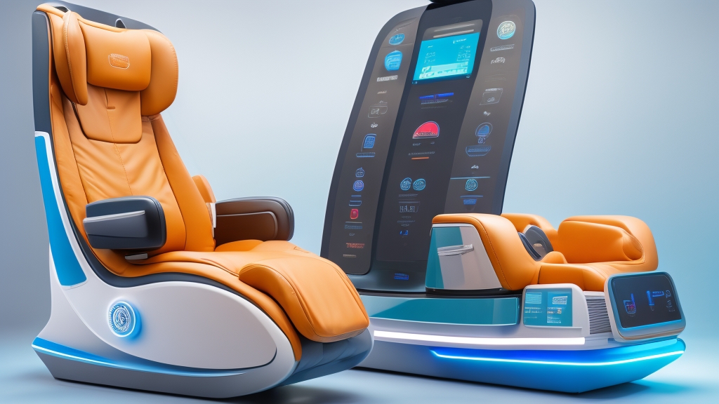 Csúcstechnológiás masszázsfotel vezérlőpanel okostelefon applikációval különböző masszázsprogramok és intelligens funkciók megjelenítésével